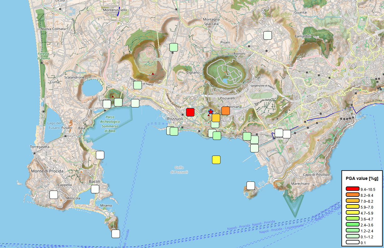 Mappa scuotimento EQ 3.1 del 18.02.2025 ore 03.22