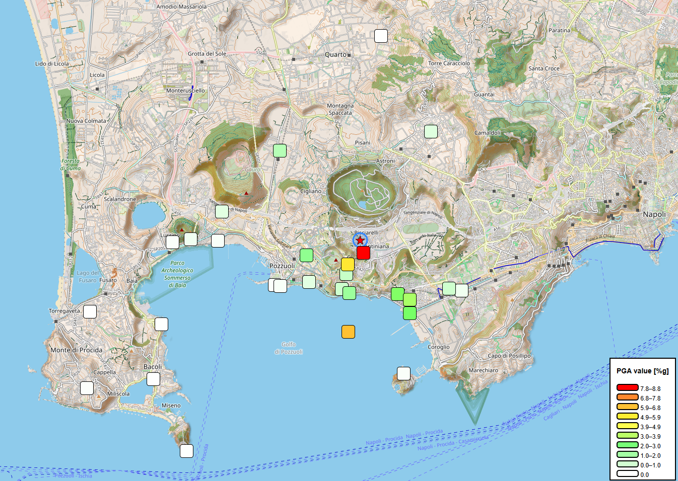 Campi Flegrei shakemap eq3.1 19.02.2025 00.31