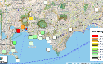 Campi Flegrei - Mappa di scuotimento per l'evento Md 3.0 del 10.08.2026 ore 02:27:23