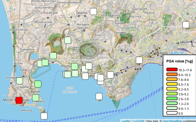 Campi Flegrei - Mappa di scuotimento per l'evento Md 3.0 del 28.08.2025 ore 19:53:23