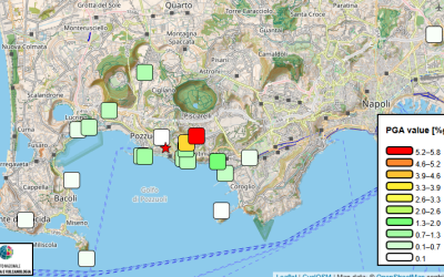 Campi Flegrei - Mappa di scuotimento per l'evento Md 3.4 del 08.04.2026 ore 16:48:57