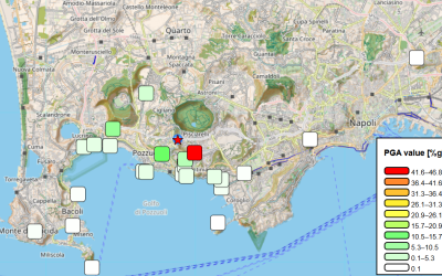 Campi Flegrei - Mappa di scuotimento per l'evento Md 3.5 del 28.02.2026 ore 11:19:07