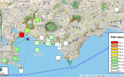 Campi Flegrei - Mappa di scuotimento per l'evento Md 3.8 del 31.07.2026 ore 22:00:09