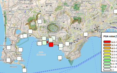 Campi Flegrei - Mappa di scuotimento per l'evento Md 4.0 del 1.09.2025 ore 04:55:45