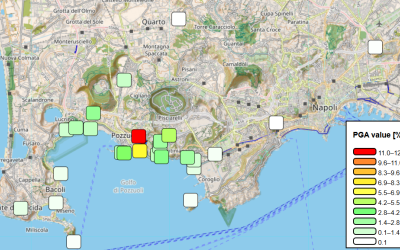 Campi Flegrei - Mappa di scuotimento per l'evento Md 3.3 del 5.10.2025 ore 00:50:25