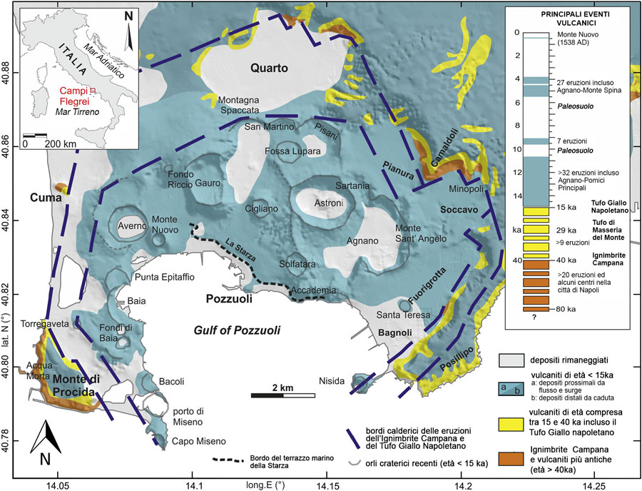 Carta geologica schematica dei Campi Flegrei. Credits: INGV &#8211; Osservatorio Vesuviano